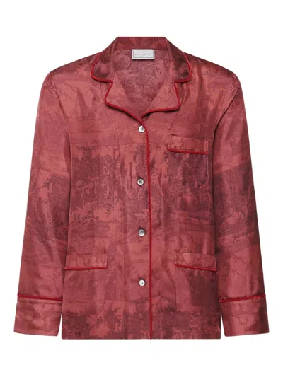 Pierre-louis Mascia Printed Piped-trim Shirt In Red