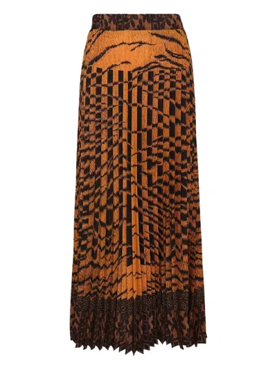 Pierre-louis Mascia Printed Pleated Skirt In Multi