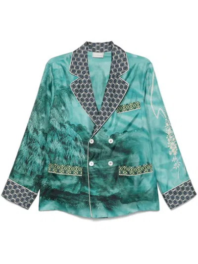 PIERRE-LOUIS MASCIA PIERRE-LOUIS MASCIA PRINTED SILK DOUBLE-BREASTED JACKET