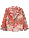 Pierre-louis Mascia Pierre Louis Mascia Printed Silk Double-breasted Jacket In Red