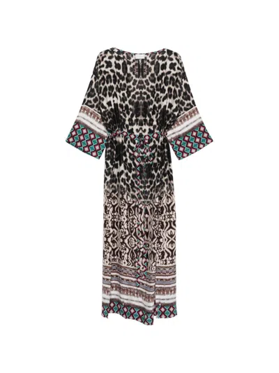 Pierre-louis Mascia Pierre Louis Mascia Printed Silk Dress In Neutral