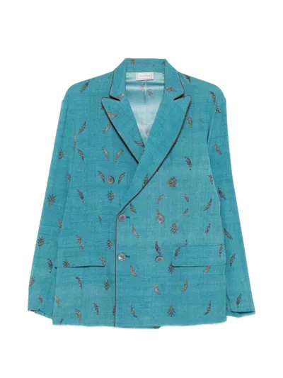 Pierre-louis Mascia Pierre Louis Mascia Printed Silk Jacket In Blue