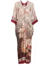 Pierre-louis Mascia Pierre Louis Mascia Printed Silk Long Dress In Brown