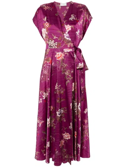 Pierre-louis Mascia Pierre Louis Mascia Printed Silk Long Dress In Pink