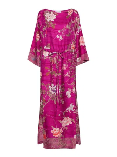 Pierre-louis Mascia Printed Silk Long Dress In Multicolour