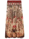 Pierre-louis Mascia Pierre Louis Mascia Printed Silk Pleated Skirt In Brown