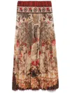 Pierre-louis Mascia Pierre Louis Mascia Printed Silk Pleated Skirt In Brown