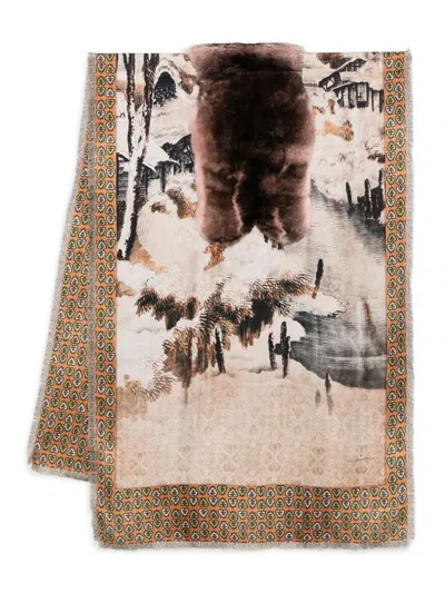 Pierre-louis Mascia Printed Silk Scarf In Neutral