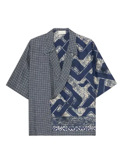 Pierre-louis Mascia Printed Silk Shirt In Blue
