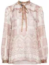Shop Pierre-louis Mascia Printed Silk Shirt In Beige