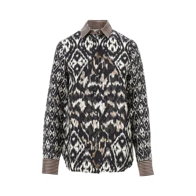 Pierre-louis Mascia Printed Silk Shirt In Black