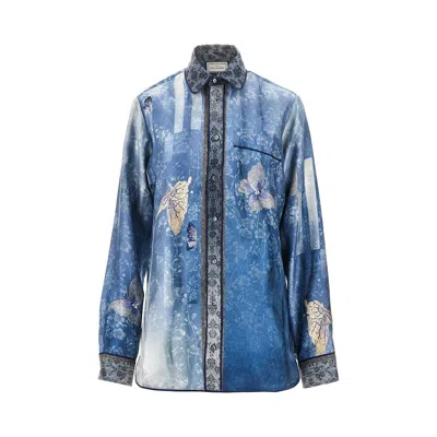 Pierre-louis Mascia Aloe Butterfly Floral Shirt In Blue