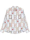 Pierre-louis Mascia Pierre Louis Mascia Printed Silk Shirt In Clear Blue