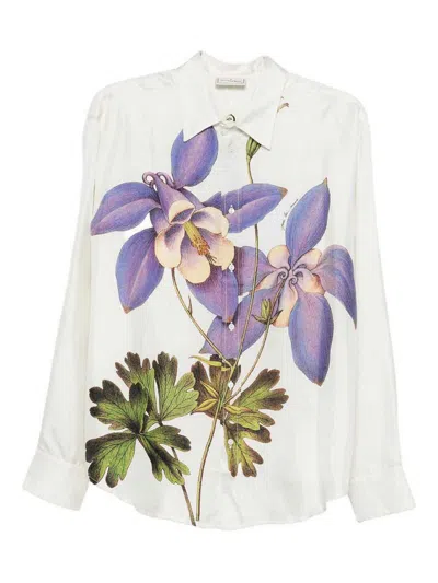 Pierre-louis Mascia Printed Silk Shirt In White