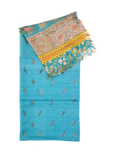 Pierre-louis Mascia Pierre Louis Mascia Printed Silk Stole In Blue