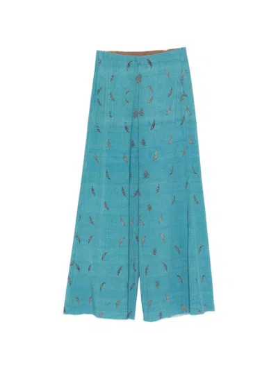Pierre-louis Mascia Pierre Louis Mascia Printed Silk Trousers In Blue