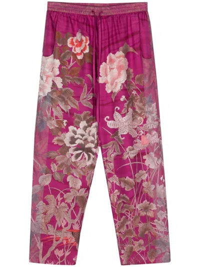 Pierre-louis Mascia Printed Silk Trousers In Pink