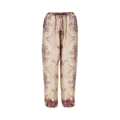 Pierre-louis Mascia Printed Silk Twill Pants In Multi