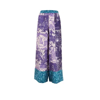 Pierre-louis Mascia Printed Silk Wide-leg Pants In Purple