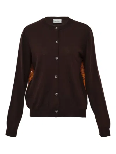 Pierre-louis Mascia Printed Wool Cardigan In Brown