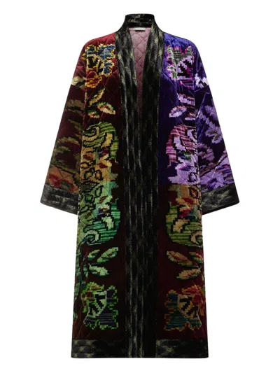 Pierre-louis Mascia Quilted-design Velvet Coat In Multi