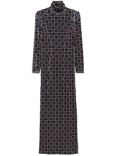 Pierre-louis Mascia Ranat Maxi Dress In 蓝色
