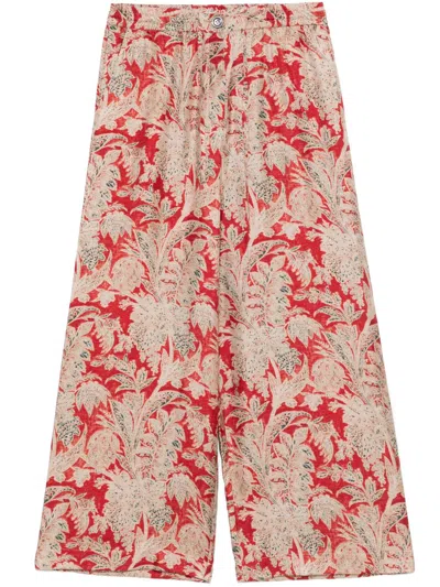 Pierre-louis Mascia Pierre Louis Mascia Printed Silk Trousers In Red