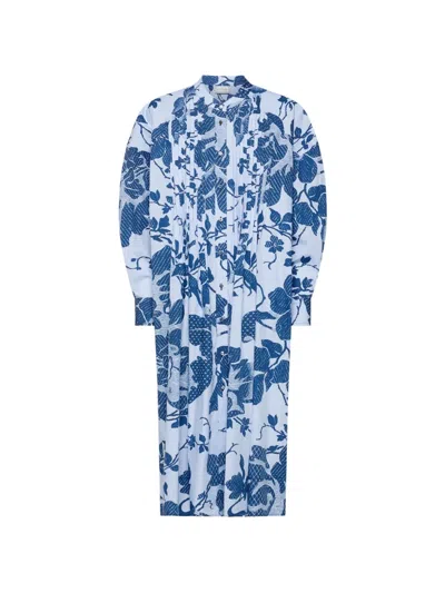 Pierre-louis Mascia Rhi Floral Midi Shirt Dress In White