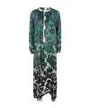 Pierre-louis Mascia Ombre Floral-print Maxi Shirtdress In Green