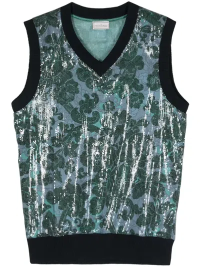 Pierre-louis Mascia Sequin-embellished Vest In Blue