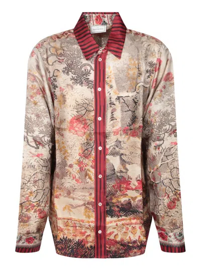 Pierre-louis Mascia Red-beige Silk Shirt