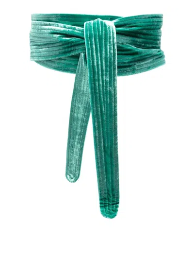 Pierre-louis Mascia Double-layer Velvet Belt In Green