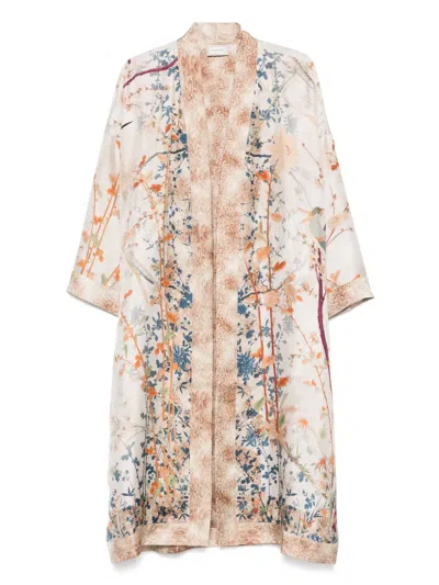 Pierre-louis Mascia Silk Coat In Neutral