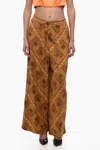Pierre-louis Mascia Silk Palazzo Pants With Geometric Pattern In Yellow