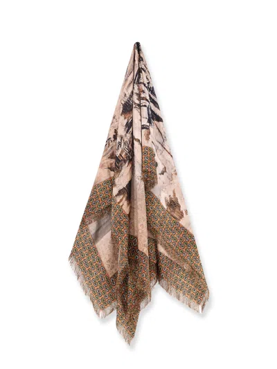Pierre-louis Mascia Silk Printed Foulard In Brown
