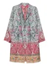 Pierre-louis Mascia Pierre Louis Mascia Silk Printed Single-breasted Coat In Multi