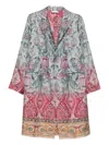 Pierre-louis Mascia Pierre Louis Mascia Silk Printed Single Breasted Coat In Multi