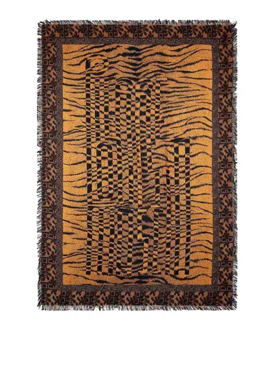 Pierre-louis Mascia Silk Scarf With Print In Brown