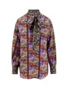 Pierre-louis Mascia Printed Silk Bow Blouse In Animal Print