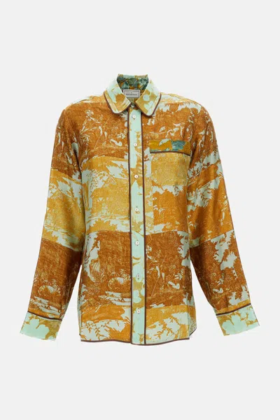 Pierre-louis Mascia Multicolor Printed Silk Shirt With Classic Collar