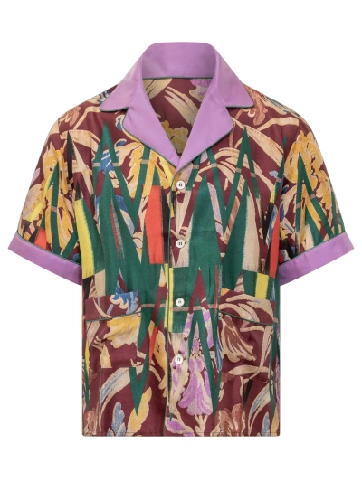 Pierre-louis Mascia Silk Shirt In Verde Fantasia