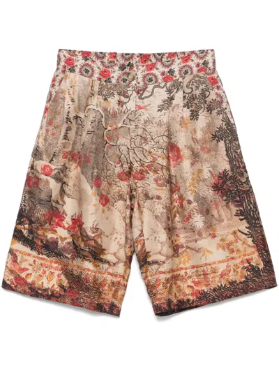 Pierre-louis Mascia Silk Shorts In 中性色