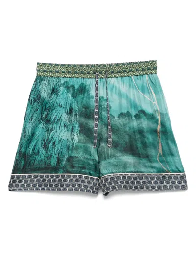 Pierre-louis Mascia Silk Shorts In Green