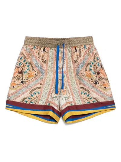 Pierre-louis Mascia Silk Shorts In Neutrals