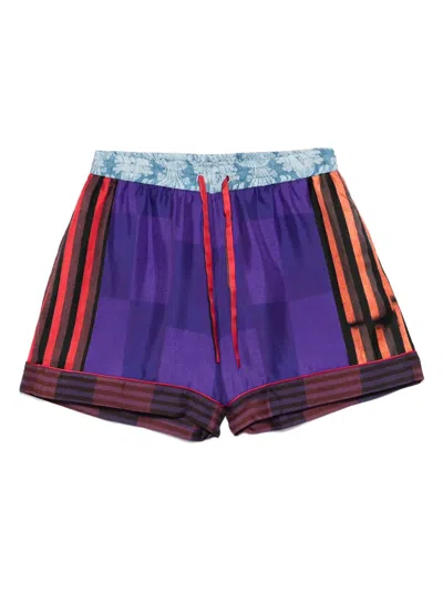 Pierre-louis Mascia Silk Shorts In Purple
