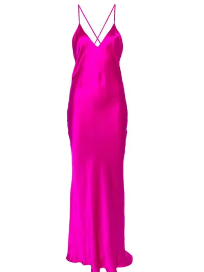 Pierre-louis Mascia Silk Slip Dress In Pink & Purple