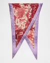 Pierre-louis Mascia Silk Triangle Printed Scarf In 515160 101 18 Red And Purple