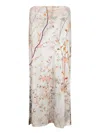 Pierre-louis Mascia Febos Floral Beige Silk Midi Skirt