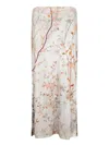 Pierre-louis Mascia Febos Floral Beige Silk Midi Skirt