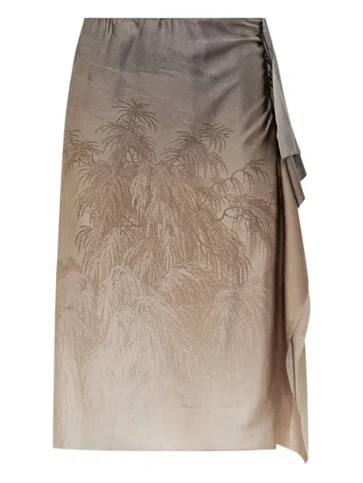 Pierre-louis Mascia Stretch-silk Skirt In Beige